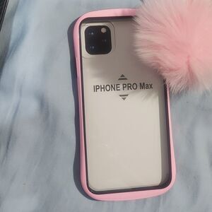 iPhone 11 Pro Max Pink Phone Case with Pom Pom